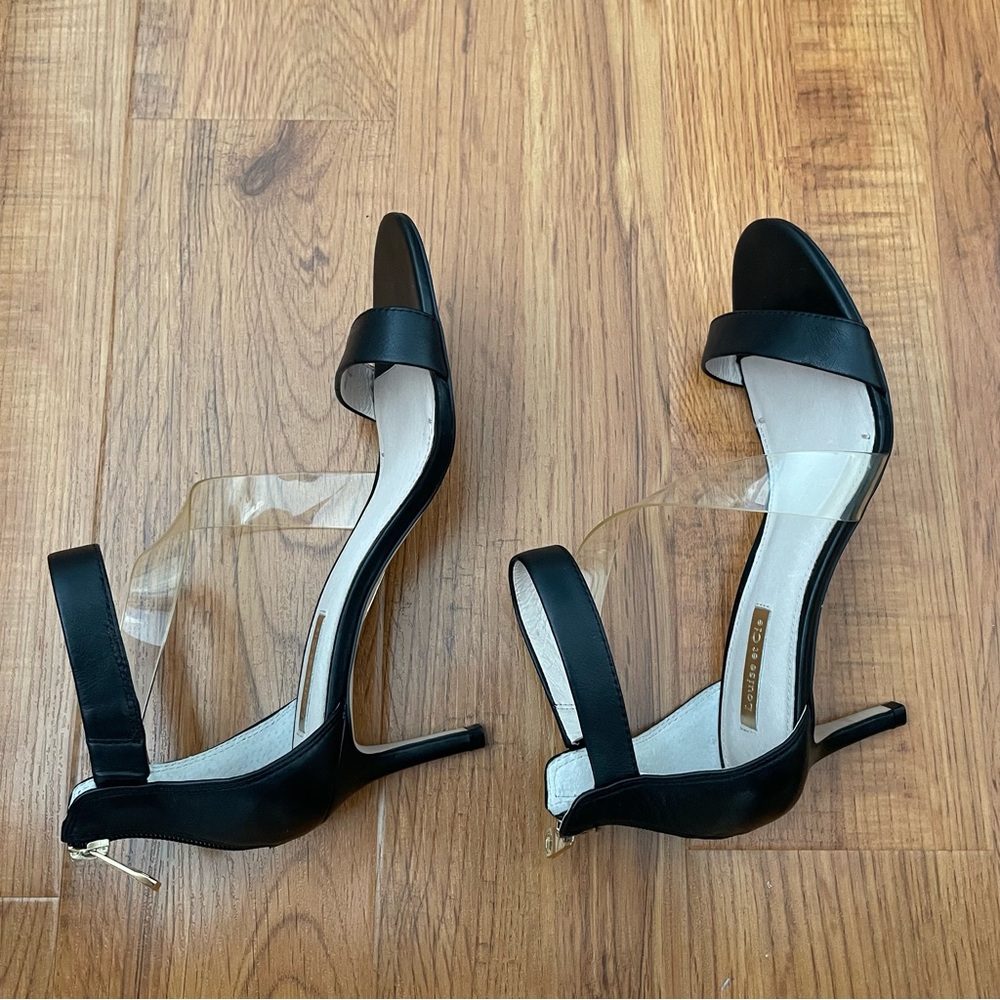 Louise et Cie Black Leather Open‎ Toe Strap high Heel Sandals, size 7.5 - Picture 2 of 6